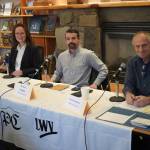 State House District 6 candidates Rep. Sarah Vance, Dawson Slaughter and Brent Johnson participate in a candidate forum hosted by the Peninsula Clarion and KBBI 890 AM at the Homer Public Library in Homer, Alaska, on Tuesday, Oct. 29, 2024. (Jake Dye/Peninsula Clarion)