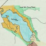 This map of Tustumena Lake was created in 1975 by John Dolph as he planned an Alaska adventureand delayed honeymoonfor himself and his wife Kerri. On the upper end of the lake, Dolph had penciled in two prospective camping sites. (Map courtesy of Kerri Copper)