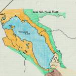 This map of Tustumena Lake was created in 1975 by John Dolph as he planned an Alaska adventureand delayed honeymoonfor himself and his wife Kerri. On the upper end of the lake, Dolph had penciled in two prospective camping sites. (Map courtesy of Kerri Copper)
