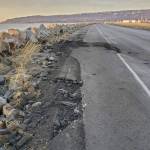 Delcenia Cosman/Homer News
Repairs to the shoulder on Homer Spit Road are seen on Thursday, Nov. 21.<ins>, 2024, in Homer, Alaska</ins>