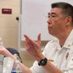 Central Emergency Services Chief Roy Browning speaks during a meeting of the CES Joint Operational Service Area Board on Thursday, Nov. 21, 2024, at Soldotna Prep School in Soldotna, Alaska. (Jake Dye/Peninsula Clarion)