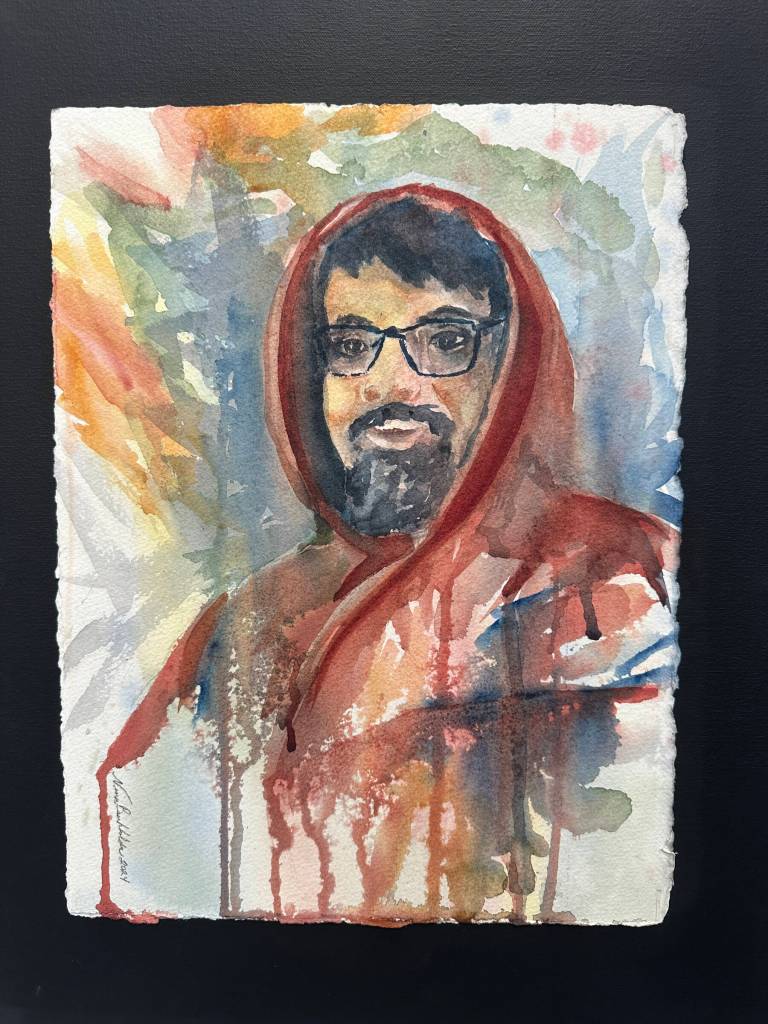 Gabe, a watercolor painting by Nina Burkholder, is on display through December in Fireweed Gallerys Kachemak Bay Watercolor Society exhibit, A Study in Portraiture. Photo by Christina Whiting