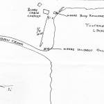 The Alaska State Troopers investigation report of John Dolphs accidental death in June 1975 contained this sketch made by Officer Thomas Sumey.