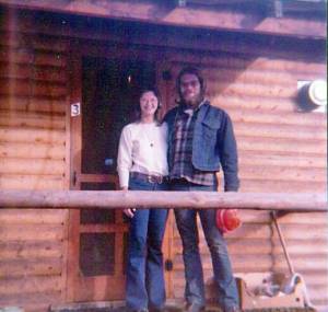Kerri and John Dolph on the porch of their cabin in Clark, Colorado, in 1975, shortly before they headed to Alaska for a honeymoon adventure. (Photo courtesy of Kerri Copper)