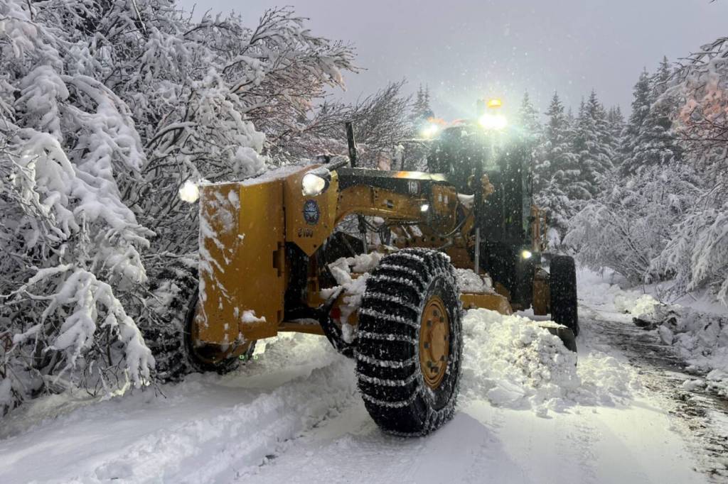 City of Homer Public Works employee Andrew Williamson plows city roads during the snow storm that occurred on Friday, Dec. 13, 2024, in Homer, Alaska. Photo courtesy of Mike Zelinski