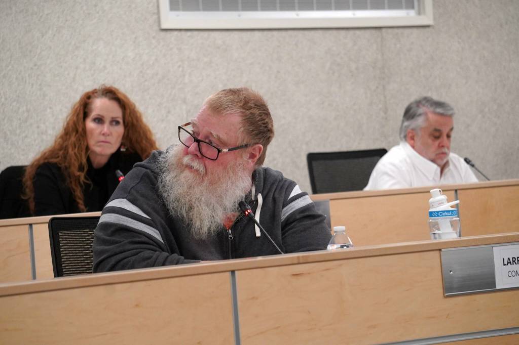 Member Larry Opperman speaks during a meeting of the Kenai Peninsula Borough Tourism Industry Working Group in Soldotna, Alaska, on Wednesday, Dec. 18, 2024. (Jake Dye/Peninsula Clarion)