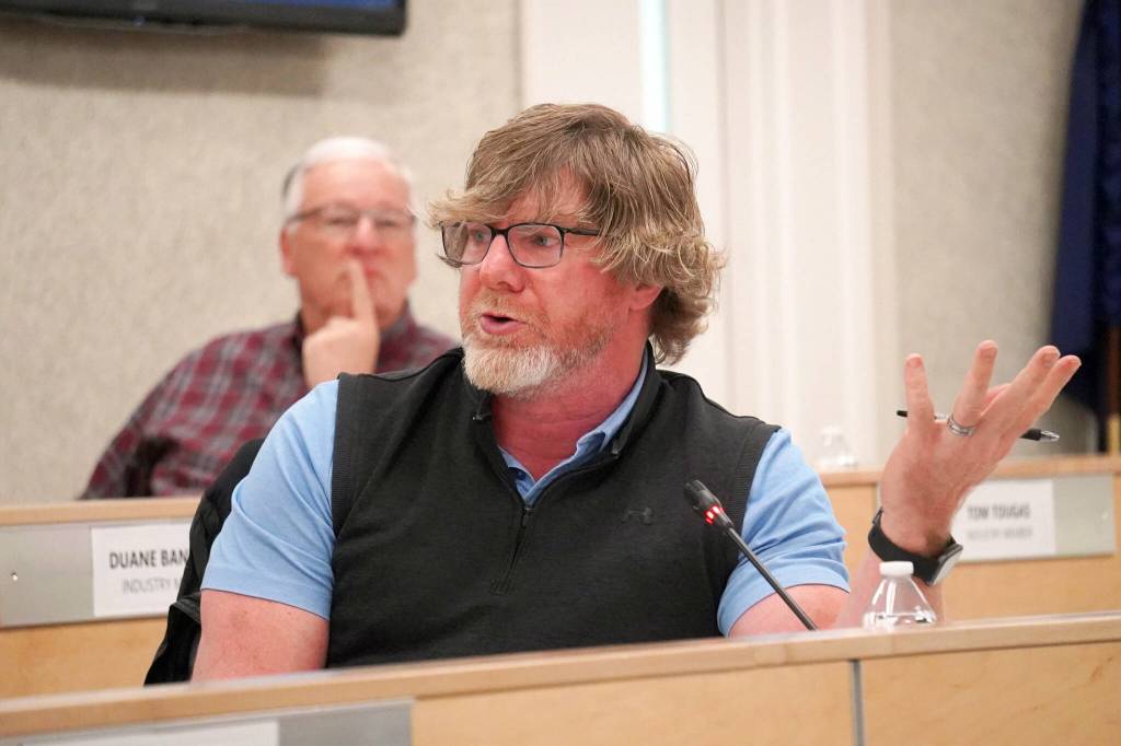 Member Sarge Truesdell speaks during a meeting of the Kenai Peninsula Borough Tourism Industry Working Group in Soldotna, Alaska, on Wednesday, Dec. 18, 2024. (Jake Dye/Peninsula Clarion)