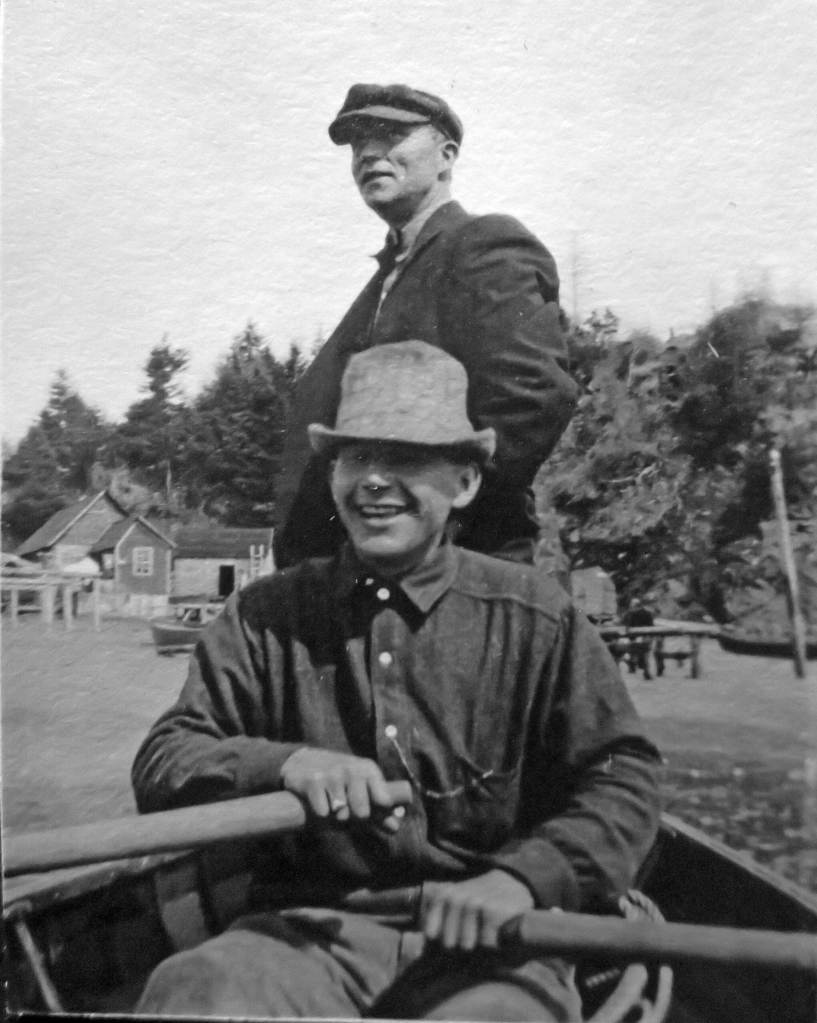 Photo courtesy of the Peggy Arness Collection
Keith McCullagh (front) with Ernie Anderson, probably along the Seldovia coastline, circa 1920.