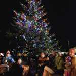 Families gather at the Homer Chamber of Commerce for their annual Christmas tree lighting ceremony on Thursday, Dec. 5, 2024, in Homer, Alaska. (Delcenia Cosman/Homer News)