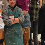 Maryam Ghasempour Siahgaldeh poses with students in her monoprint workshop at the Kachemak Bay Campus on Saturday, Jan. 4. Emilie Springer/ Homer News
