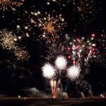 Fireworks fill the night sky above Mariner Park on the Homer Spit during the seventh annual crowdfunded New Years Eve Fireworks Fantastical on Tuesday, Dec. 31, 2024, in Homer, Alaska. (Delcenia Cosman/Homer News)