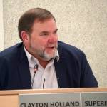 Kenai Peninsula Borough School District Superintendent Clayton Holland speaks during a meeting of the KPBSD Board of Education in Soldotna, Alaska, on Monday, Jan. 13, 2025. (Jake Dye/Peninsula Clarion)