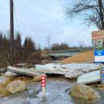 Large ice chunks, heaved up from the Anchor River, lie scattered on the riverbank on Monday, Jan. 13, 2025, in Anchor Point, Alaska. Photo courtesy of Tim Hatfield
