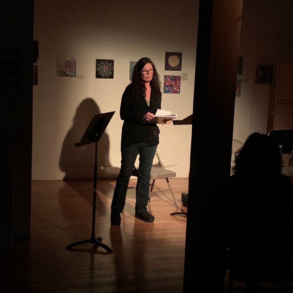 Playwright Kate Rich, pictured here at Bunnell Street Arts Center in 2019 presenting highlights from the Valdez Theatre Conference, is one of several individuals who will receive an award from Pier One Theatre on Feb. 11, 2025, in Homer, Alaska. Photo provided by Christina Whiting