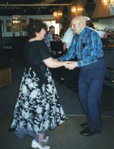 Poopdeck Platt dances with Snooks Moore at the Elks Lodge in Homer during the 1990. (Photo courtesy of the Huebsch Family Collection)