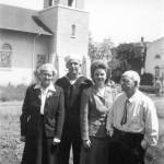 Photo courtesy of the Huebsch Family Collection
Poopdeck Platt (in his Navy uniform) and his daughter Alice are flanked by Platts parents, Susan and P.T. Platt, in this 1942 photograph.