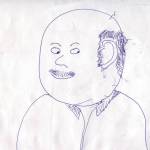 After a fishing accident in 1967 cost Clarence Hiram Poopdeck Platt three fingers on one hand, he set about learning to write with the thumb and index finger he had left. He drew circles at first and then, as he improved his coordination with the pen, he began creating self-portraits like this. (Photo courtesy of the Huebsch Family Collection)