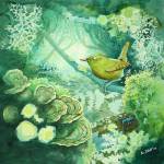 Chlorophylled Forest is a watercolor painting by Kim McNett on display in her solo exhibit through February at Bunnell Street Arts Center in Homer, Alaska. Photo provided by Kim McNett