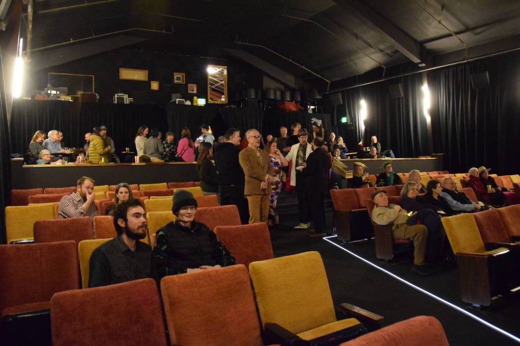 Community members fill seats at The Porcupine during the theaters grand reopening gala on Friday, Jan. 31, 2025, in Homer, Alaska. (Delcenia Cosman/Homer News)