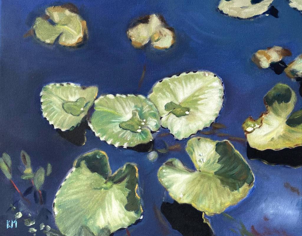Pond Lily, an oil painting by Kim McNett, is one of several works included in her February exhibit at Bunnell Street Arts Center in Homer, Alaska. Photo provided by Kim McNett