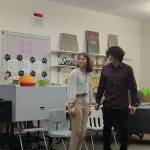 Homer High School DDF students Kayla Kalafut and Raiden Skorski-ODonnell perform their duet acting piece in November at South High School in Anchorage. (Photo courtesy of the Homer High School DDF program)