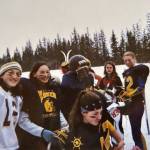 The 2004 Homer High School Ski team prepares to participate in the first-ever Homer Ski for Women event at the DOT lot on Baycrest. (Photo courtesy Kasey Aderhold)