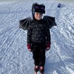 One half of the best pair prize-winning duo - a skiing ender dragon - stands for a photo on Sunday, Feb. 9 during the annual Ski for Women fundraiser at the Lookout Mountain XCS Trails on Ohlson Mountain. (Chloe Pleznac/Homer News)