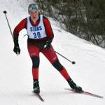 Kenai Centrals Isla Crouse competes in the 4-kilometer girls race at the Kenai Peninsula Borough meet Saturday, February 15, 2025, at Tsalteshi Trails just outside of Soldotna, Alaska. (Photo by Jeff Helminiak/Peninsula Clarion)