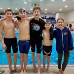 The Kachemak Swim Club team poses for a picture at the Alaska Swimming Age Group Championships on Feb. 14 in Fairbanks. (Photo courtesy of Eric Sundheim)