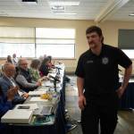 Luis Yoder, a paramedic student at the Kenai River Campus, presents to the University of Alaska Board of Regents at Kenai Peninsula College in Soldotna, Alaska, on Thursday, Feb. 20, 2025. (Jake Dye/Peninsula Clarion)