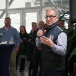 University of Alaska Anchorage Chancellor Sean Parnell speaks at a showcase of Kenai Peninsula Colleges career and technical education programs in the colleges Career and Technical Center in Soldotna, Alaska, on Thursday, Feb. 20, 2025. (Jake Dye/Peninsula Clarion)