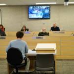 Brett Haas, a student at Soldotna High School, speaks during a meeting of the Kenai Peninsula Borough Assembly in Soldotna, Alaska, on Tuesday, Feb. 25, 2025. (Jake Dye/Peninsula Clarion)