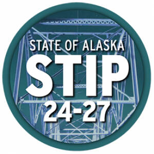 Logo for the State of Alaska Department of Transportation 2024-2027 State Transportation Improvement Plan. Photo courtesy of the City of Homer