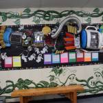 The spaceship students helped build with their cumulative reading minutes during their Read-a-Thon hangs on display at Paul Banks Elementary School on Feb. 28, 2025. (Chloe Pleznac/Homer News)