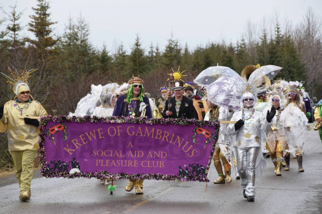 The Krewe of Gambrinus bring up the rear of the Snow Rondi parade on Saturday, March 1<ins>, 2025,</ins> in Anchor Point<ins>, Alaska</ins>. (Delcenia Cosman/Homer News)