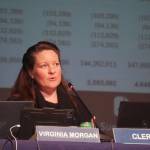 Virginia Morgan speaks during a meeting of the Kenai Peninsula Borough School Districts Board of Education in Homer, Alaska, on Monday, March 3, 2025. (Jake Dye/Peninsula Clarion)