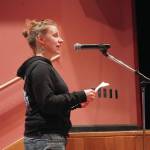 Rachel Lord, mayor of Homer, speaks during a meeting of the Kenai Peninsula Borough School Districts Board of Education in Homer on Monday. (Jake Dye/Peninsula Clarion)