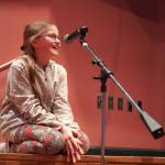 Asia, a student of Nikolaevsk School, speaks during a meeting of the Kenai Peninsula Borough School Districts Board of Education in Homer, Alaska, on Monday, March 3, 2025. (Jake Dye/Peninsula Clarion)