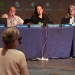 Deborah Curtis speaks during a meeting of the Kenai Peninsula Borough School Districts Board of Education in Homer, Alaska, on Monday, March 3, 2025. (Jake Dye/Peninsula Clarion)