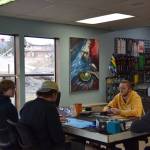 Patrons of the new space play Magic the Gathering on Tuesday, March 4, 2025 at The Gilded Table. (Chloe Pleznac/Homer News)