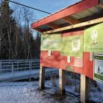 Delcenia Cosman/Homer News
Snow dusts the entrance for the Poopdeck Platt Community Park Trail on Thursday, March 6.<ins>, 2025, in Homer, Alaska</ins>