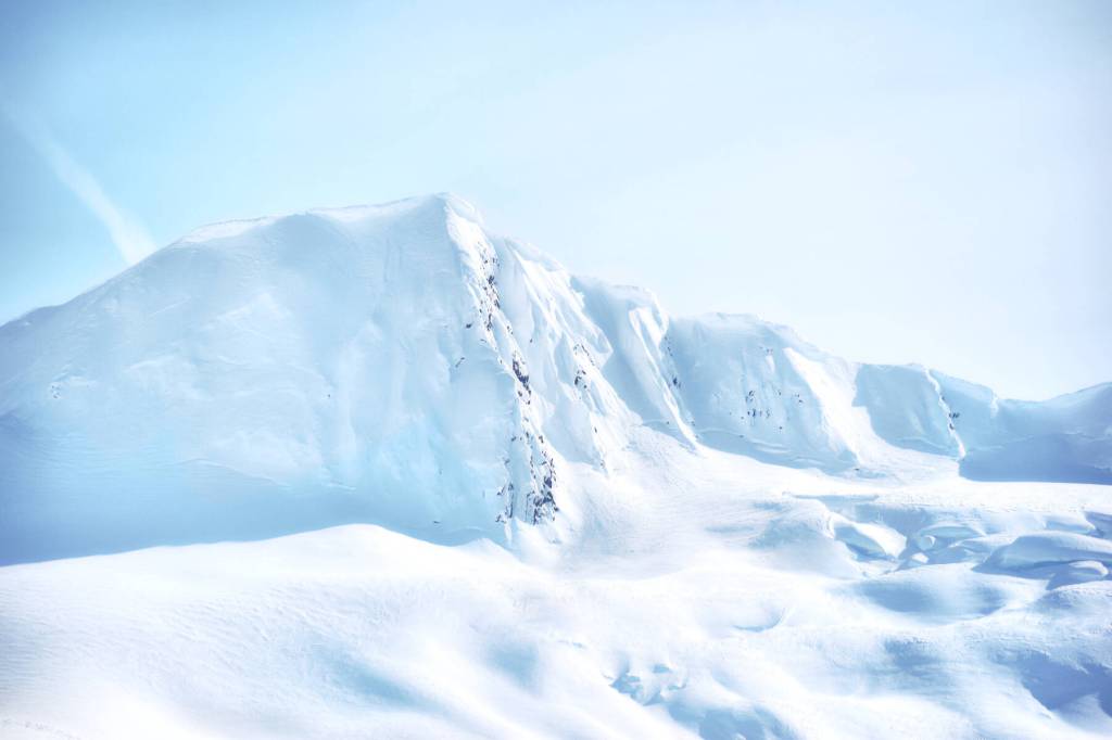 The Snow-Capped, a photo of a mountain peak by Portage Lake taken by Mercedes Santana in March 2020, is on display through March 2025 in her exhibit at the South Peninsula Hospital gallery in Homer, Alaska. Photo provided by Mercedes Santana
