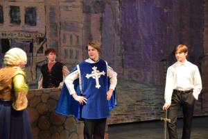 Homer High School students rehearse onstage the Mariner Theatre on Monday, March 17, 2025. (Chloe Pleznac/Homer News)