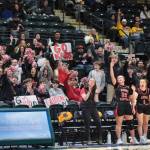 Kenai fans respond to a 3-point shot against Grace Christian during the Kardinals semifinal loss to the Grizzlies on Thursday, March 20, 2025, in the 2025 ASAA March Madness Alaska 3A/4A Basketball State Championships at the Alaska Airlines Center in Anchorage, Alaska. (Klas Stolpe / Juneau Empire)