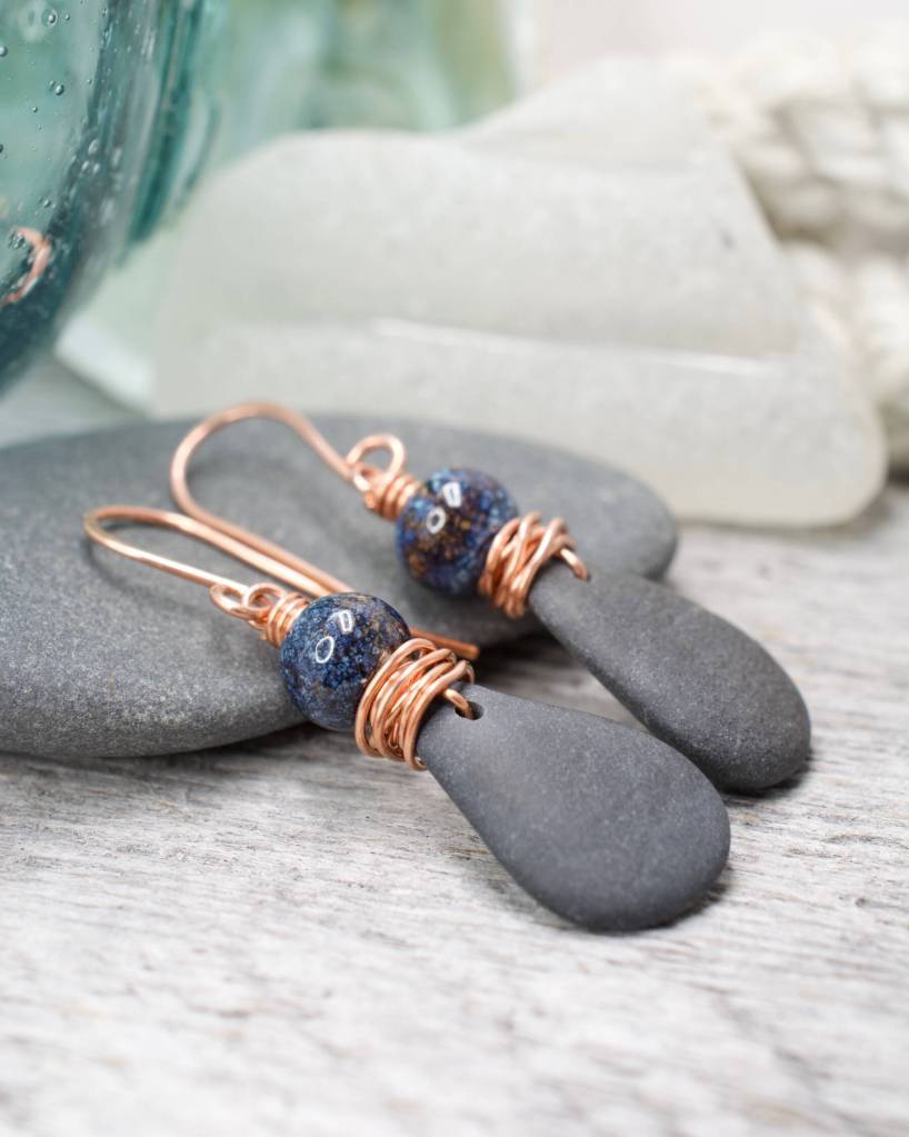 Earrings by Gayle McIntire are on display through April in the Art Shop Gallerys exhibit, Jewelry Show Beach Treasures and More, featuring work by Gayle McIntire and Marie McIntire. Photo provided by Gayle McIntire