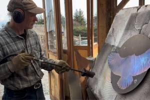 Jeff Dean is midway through the initial heat on a commission piece. Dean will be participating as one of the artists in this years Ready Set Art Ptarmigan Arts fundraiser. (Photo provided by Jeff Dean)