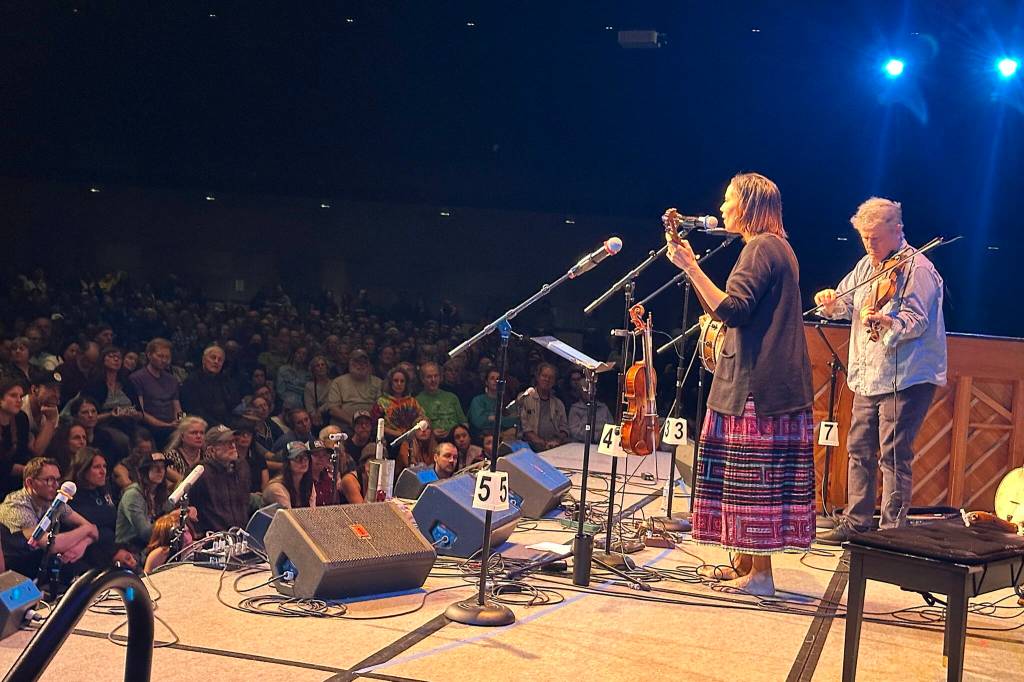 Mark Sabbatini / Juneau Empire
Rhiannon Giddens and Dirk Powell, the featured guest artists for the 50th Alaska Folk Festival, perform the final concert of the weeklong event at Centennial Hall on Sunday night.
