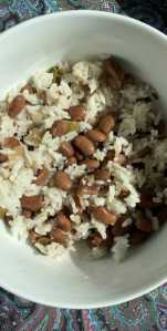 These pinto beans and rice only take about 10 minutes of hands-on work before they are stewed for about 12 hours in a cooking pot. (Photo by Tressa Dale/Peninsula Clarion)