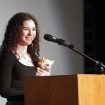 Soldotna High Schools Lucy Salzer speaks during the 35th Annual Caring for the Kenai Oral Presentations at Kenai Central High School in Kenai, Alaska, on Thursday, April 17, 2025. (Jake Dye/Peninsula Clarion)