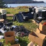 Various electronics await to be collected and recycled during an electronics recycling event in Seldovia. (Photo courtesy of Cook Inletkeeper)